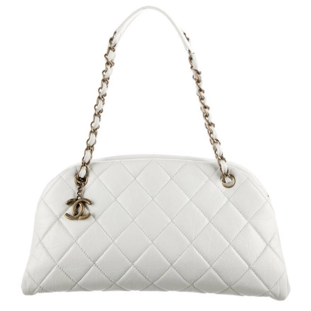 Chanel Classic White Quilted Shoulder Bag